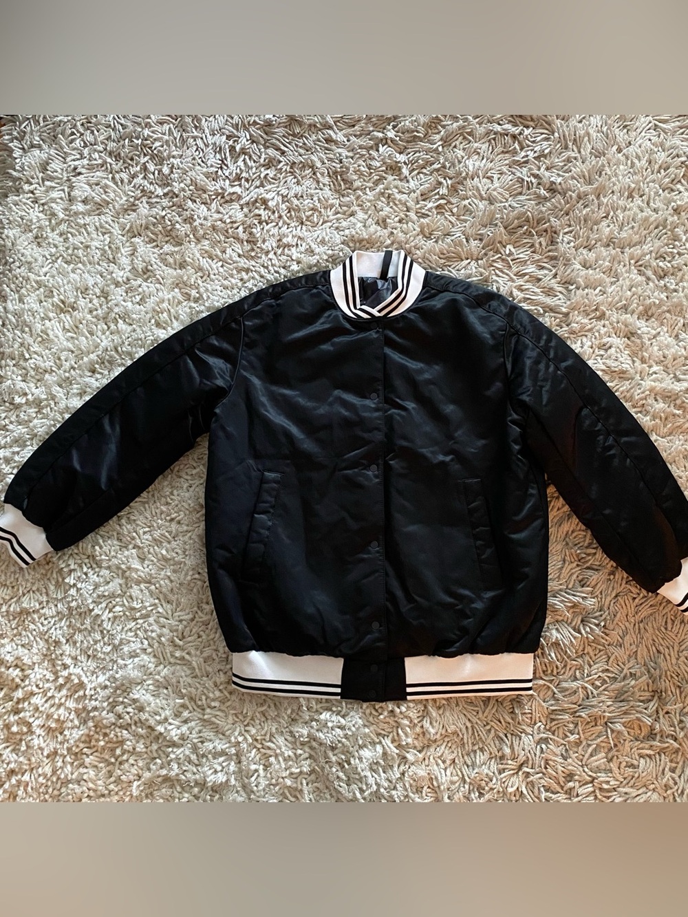 Black Insulated Varsity Bomber Jacket
